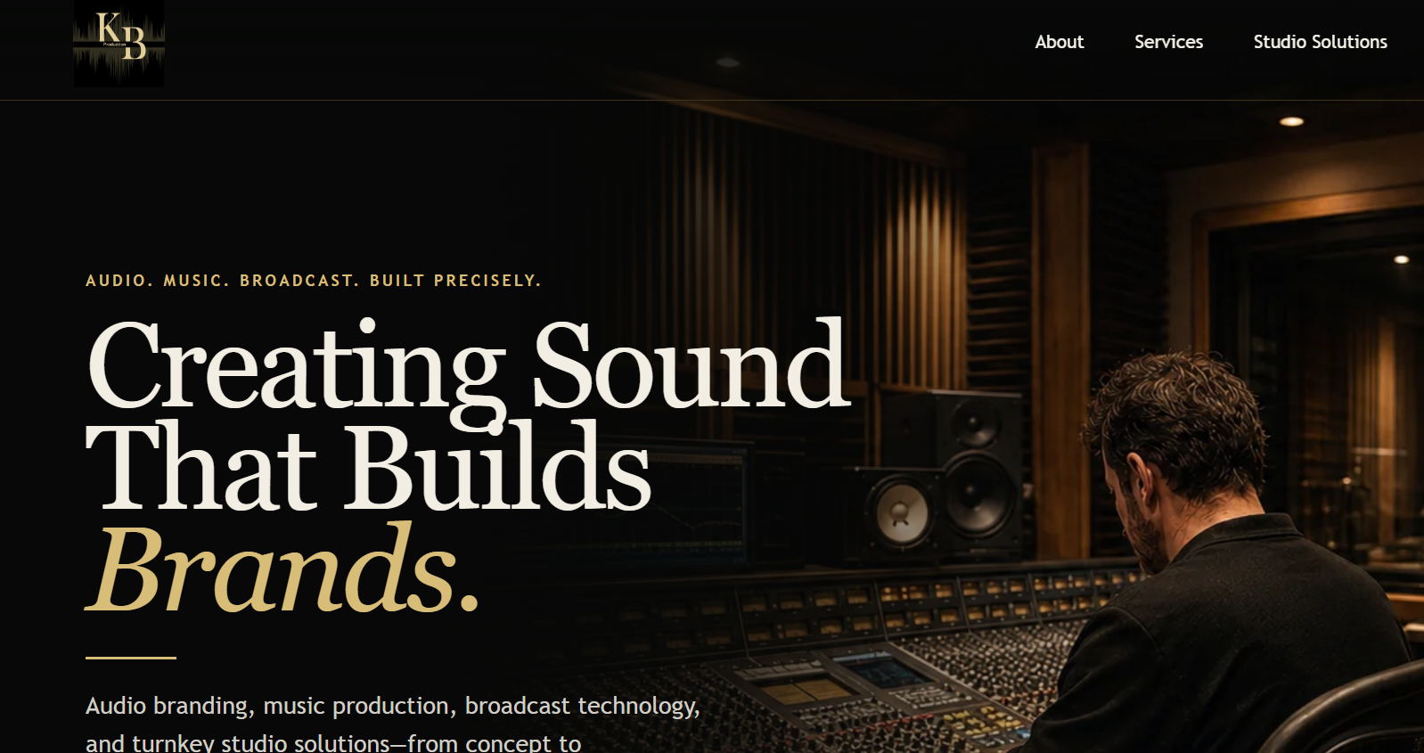 KB Production website — audio, music and broadcast studio solutions